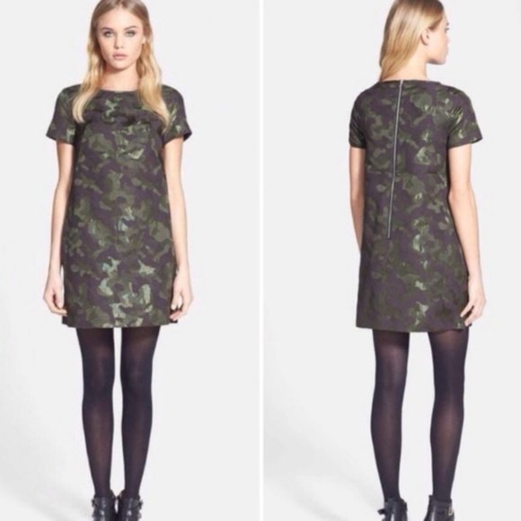 Topshop Jacquard Camoflage A-Line Dress - 2 - Picture 1 of 8
